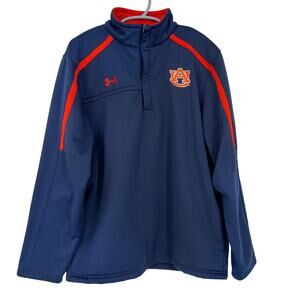 Auburn University Under Armour 1/4 Zip Pullover Size 2X Navy Orange Embroidered
